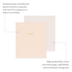 Sugar Paper Baby Keepsake Book pocket storage view for organized mementos.