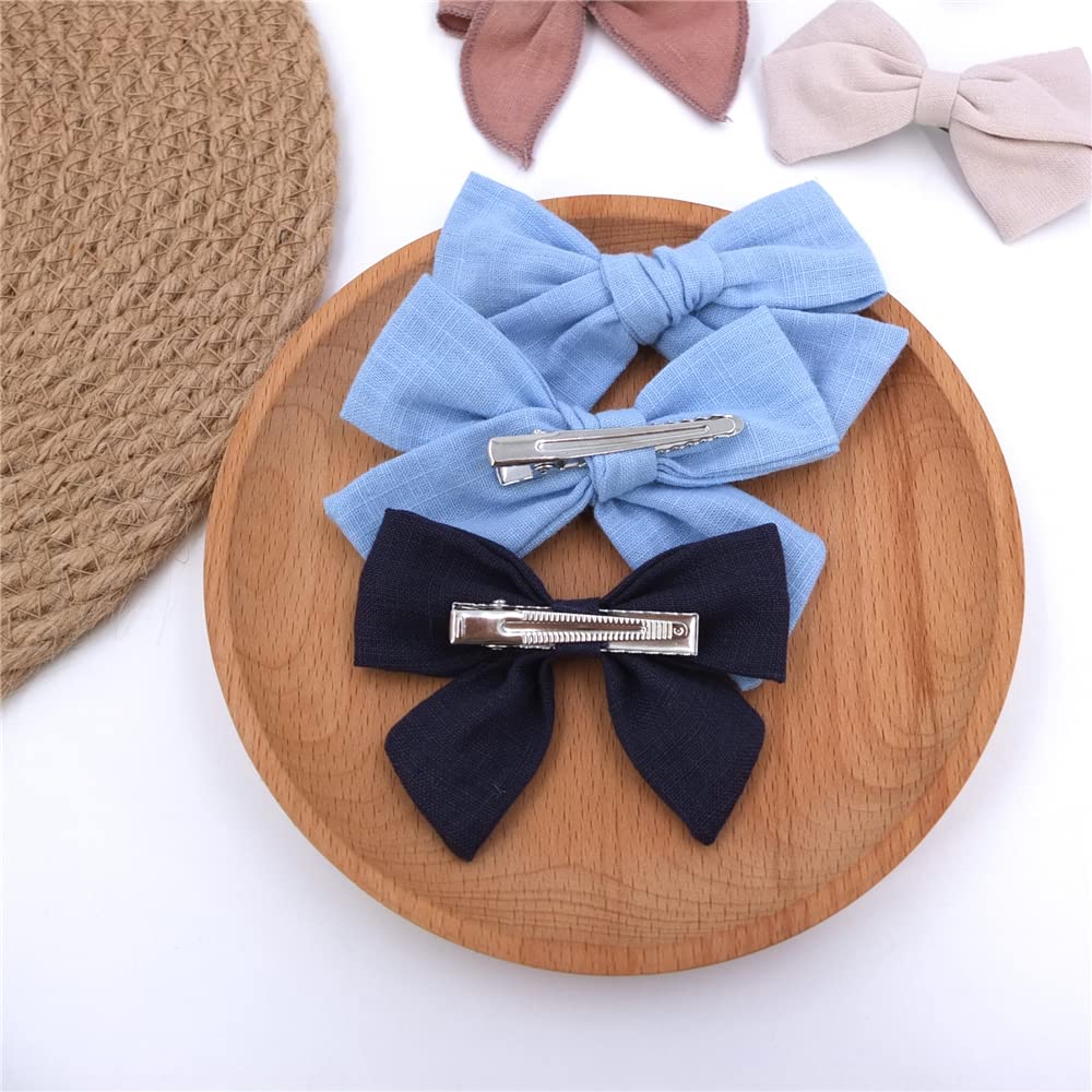 Sugarmelon 3-4in linen bow with alligator clip fits toddlers