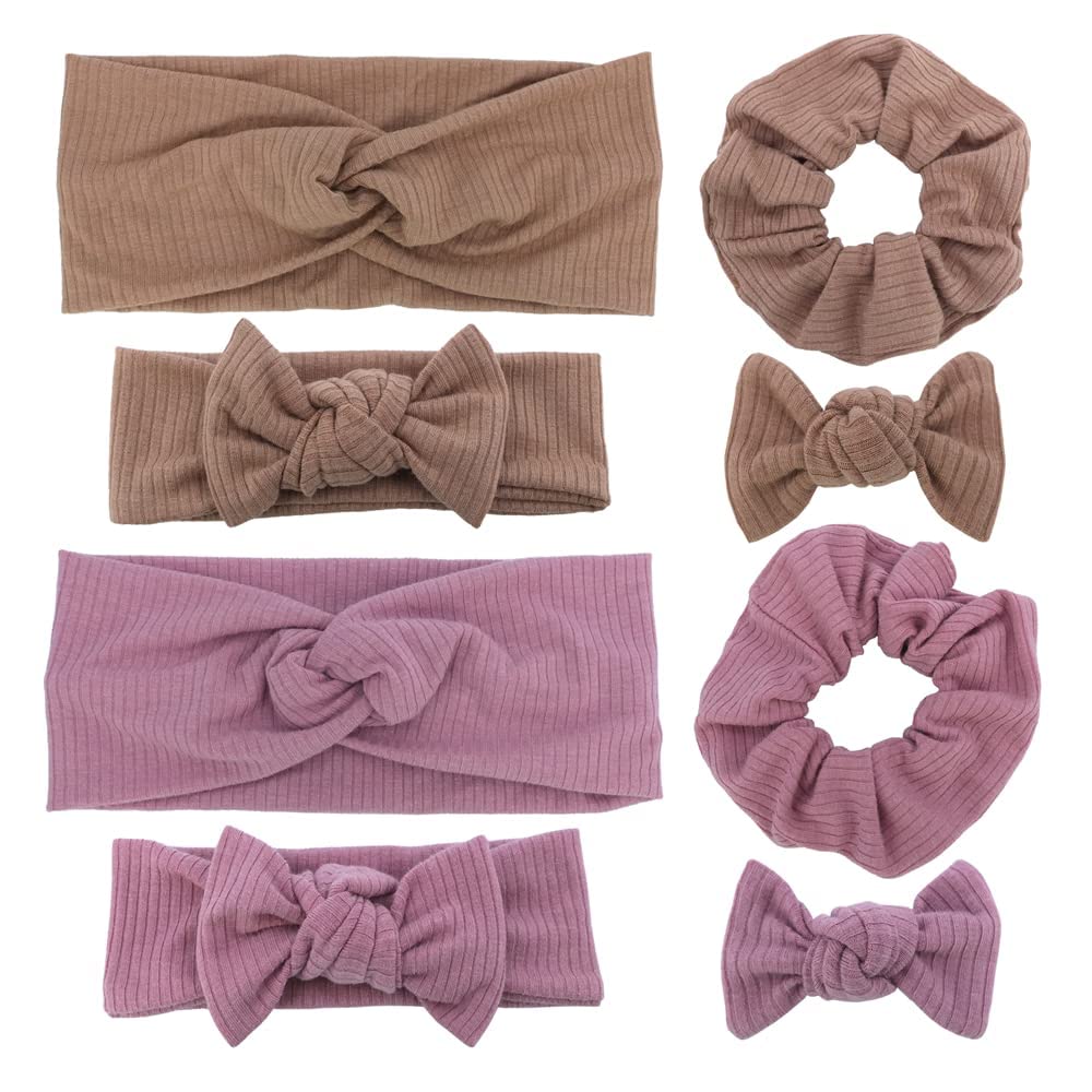Sugarmelon baby headband latte close-up highlights soft stretch for babies.