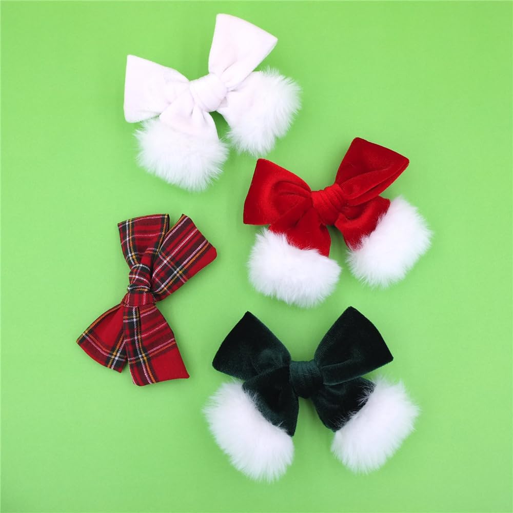 Sugarmelon Christmas velvet bow in green plaid worn by mom for festive portraits.