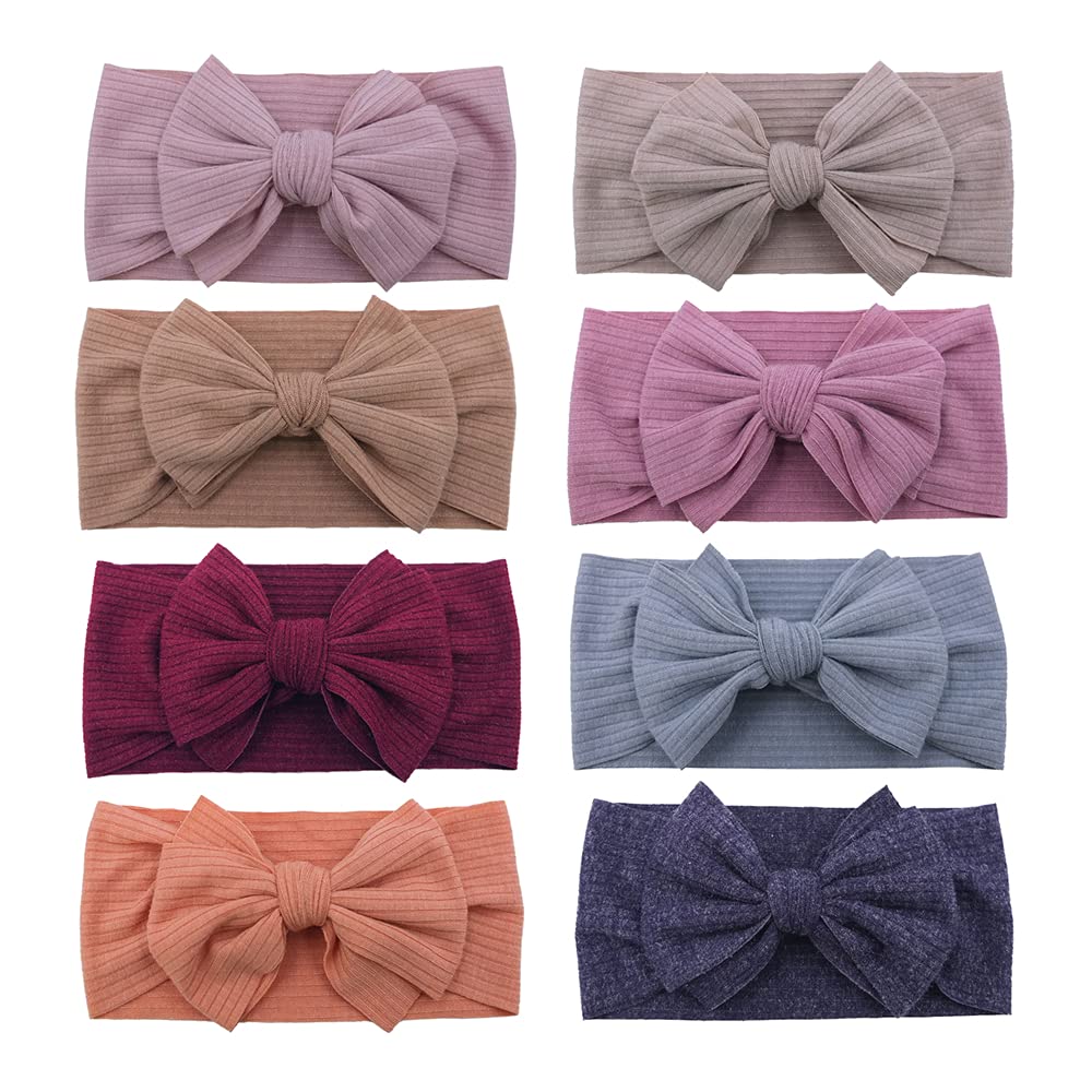 Sugarmelon cotton ribbed headbands eight-color set in navy and peach for easy outfits.