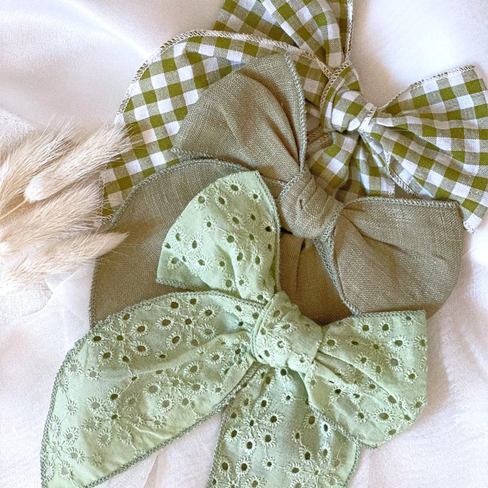 Sugarmelon Fable Bow Avocado Blue clip-detail highlights 2-inch duckbill clip for secure wear.