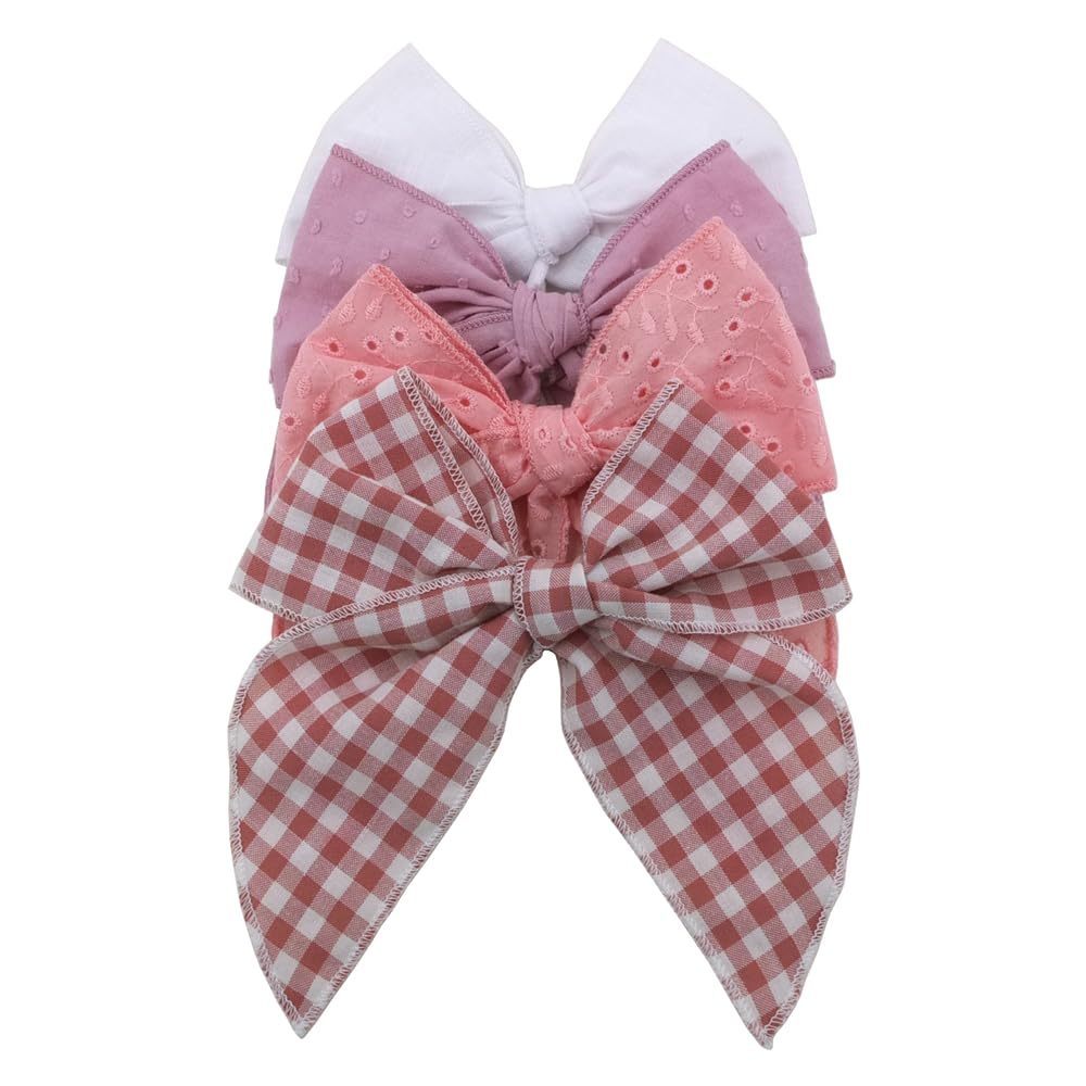 Sugarmelon Fable Bow Clip blush closeup; soft linen fabric for gentle daily wear