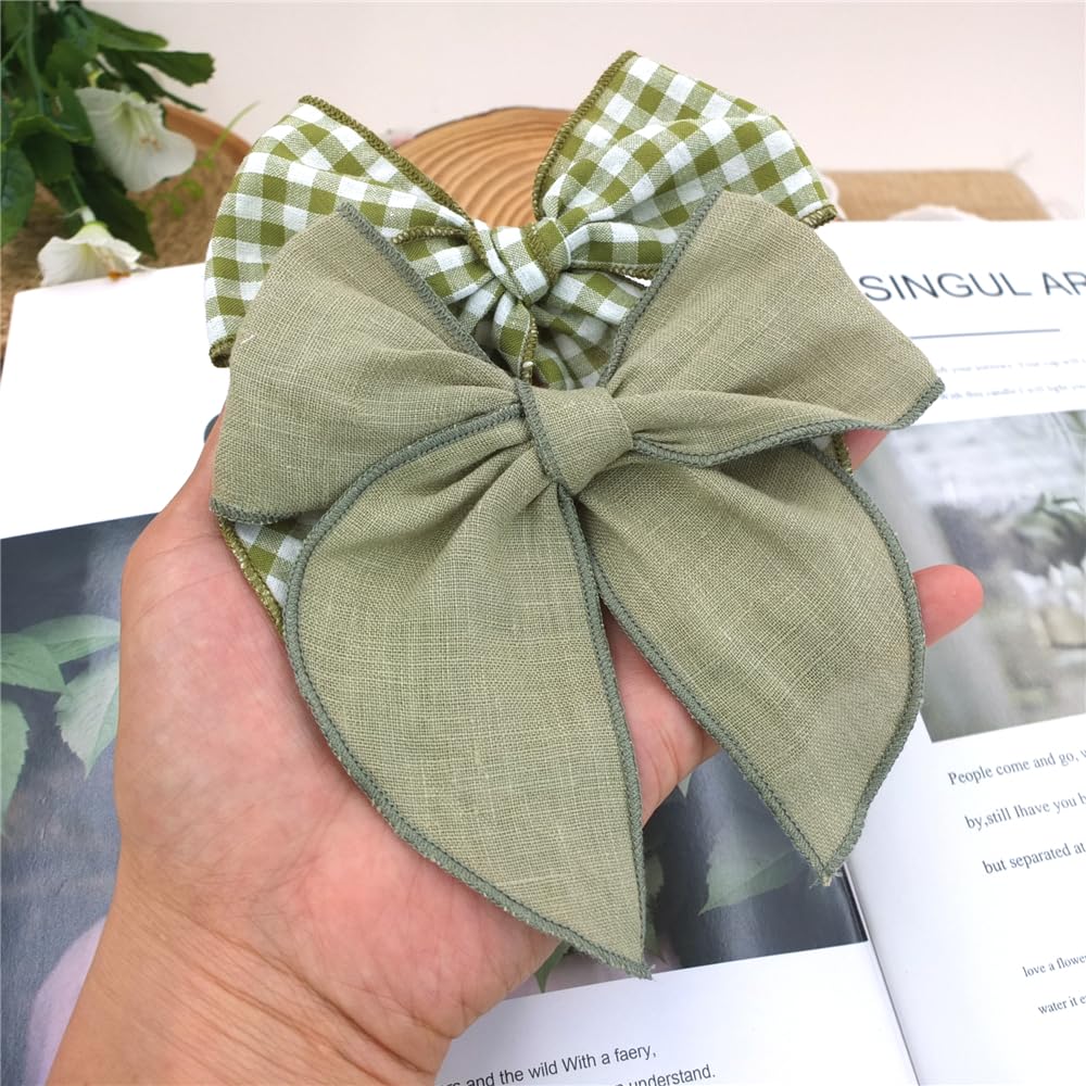Sugarmelon Fable Bow Olive clip pairs with dresses and tees.