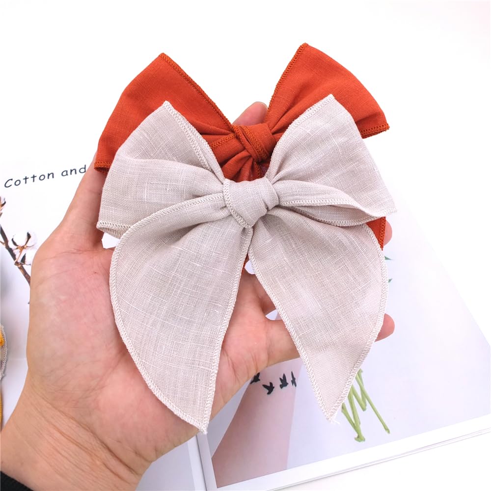 Sugarmelon Fable Bow Rust closeup linen texture