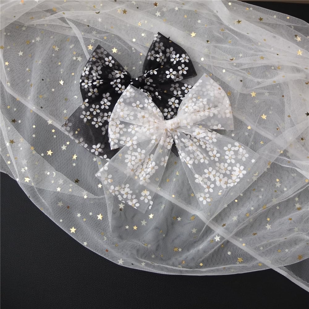 Sugarmelon gauze bow hair accessory in black, lightweight for daily wear.