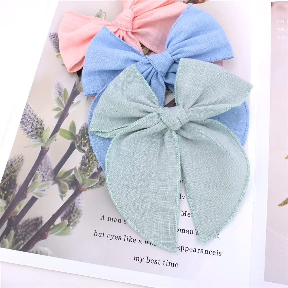 Sugarmelon handmade-linen-cotton-fabric-bow closeup shows soft, skin-friendly texture.