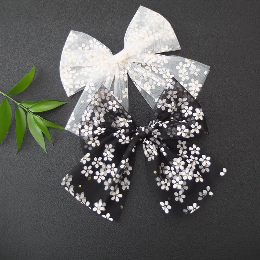 Sugarmelon large tulle bow hair clip for baby girls in white, pairs with dresses.