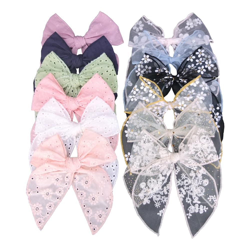 Sugarmelon lightweight tulle bow closeup with 5 inch size and secure clip for daily wear