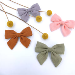 Sugarmelon linen bow hairclip-pigtails keeps small ponytails neat and secure