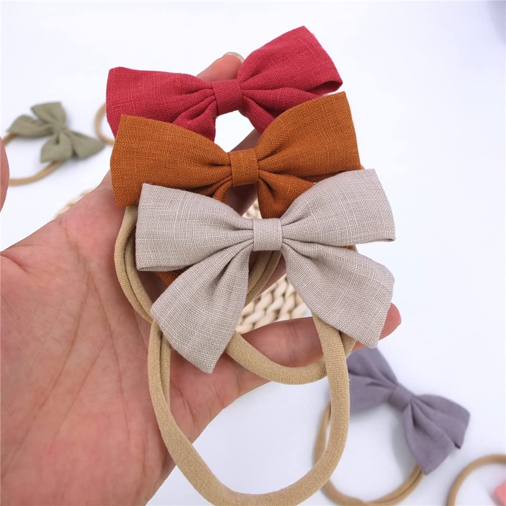 Sugarmelon linen bow headband 12-color assortment for mix-and-match outfits.