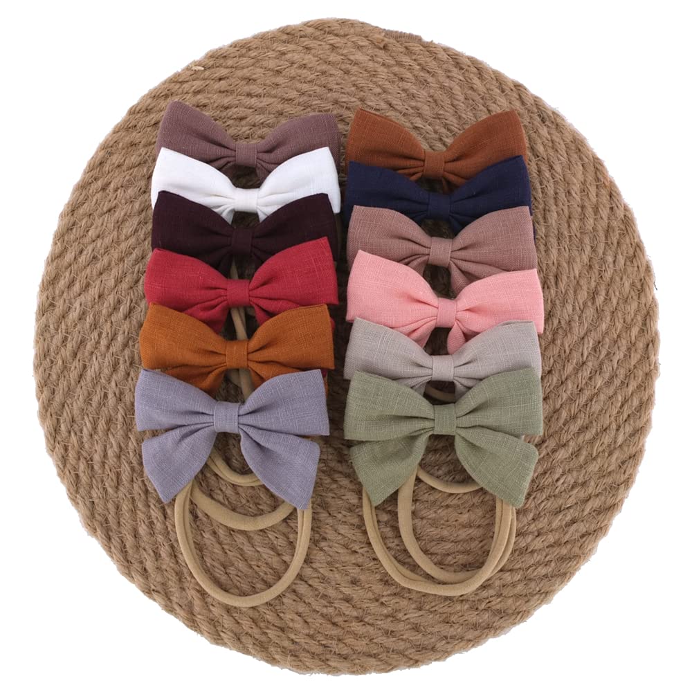 Sugarmelon linen bow headband for outdoor dress-up and cute portraits.