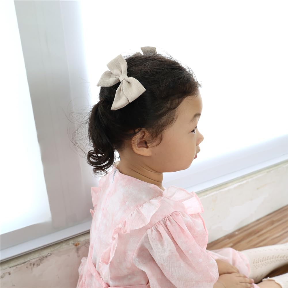 Sugarmelon linen bows 3-4 inch secure alligator clip for easy wear.