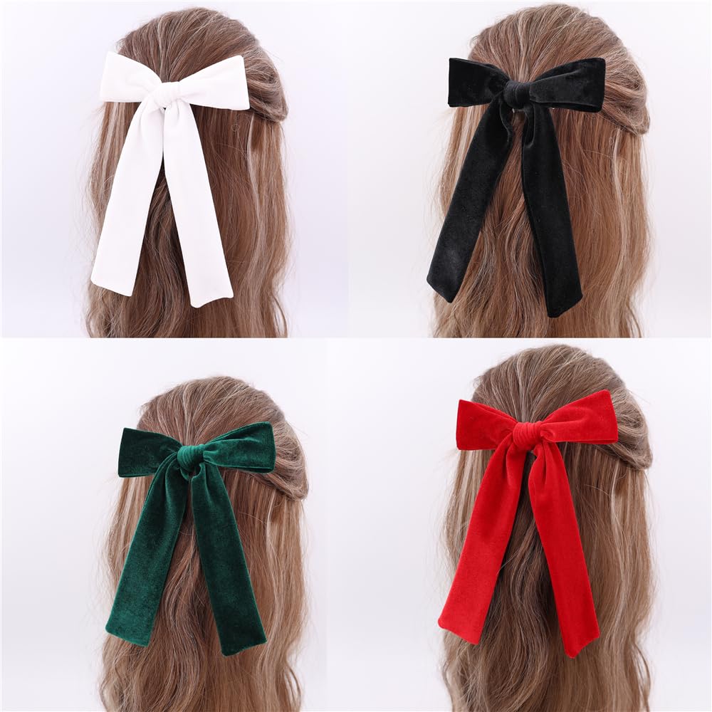 Sugarmelon green velvet bow clip adds playful color to outfits.