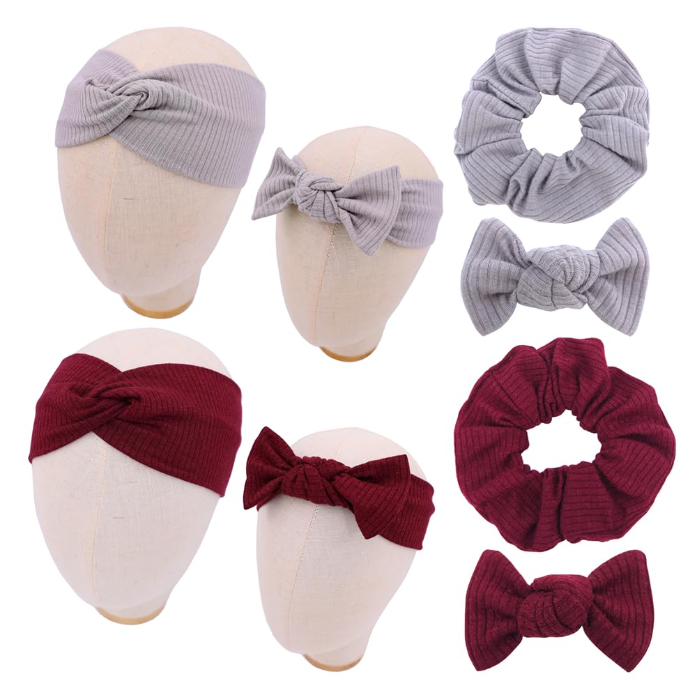 Sugarmelon mommy headbands set in silver-wine for coordinated mother-daughter outfits and photos.