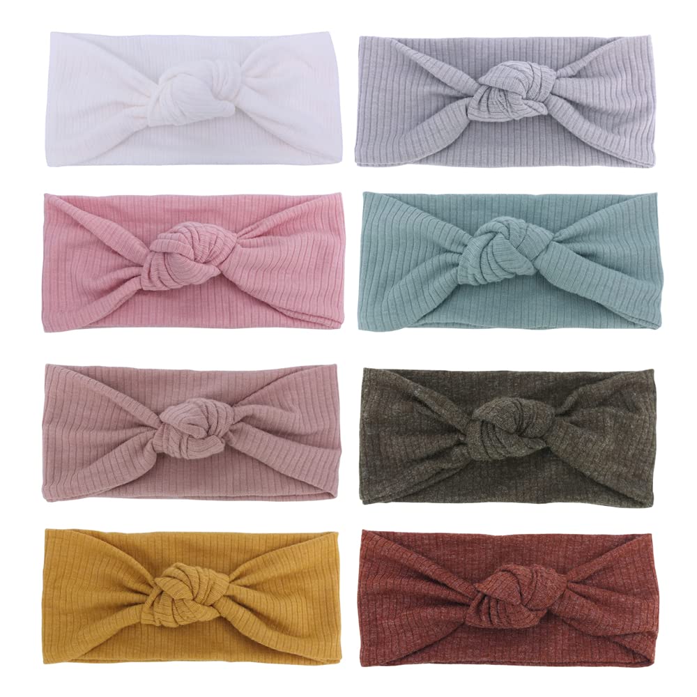 Sugarmelon mustard knot headband on baby, soft and stretchy for daily wear.