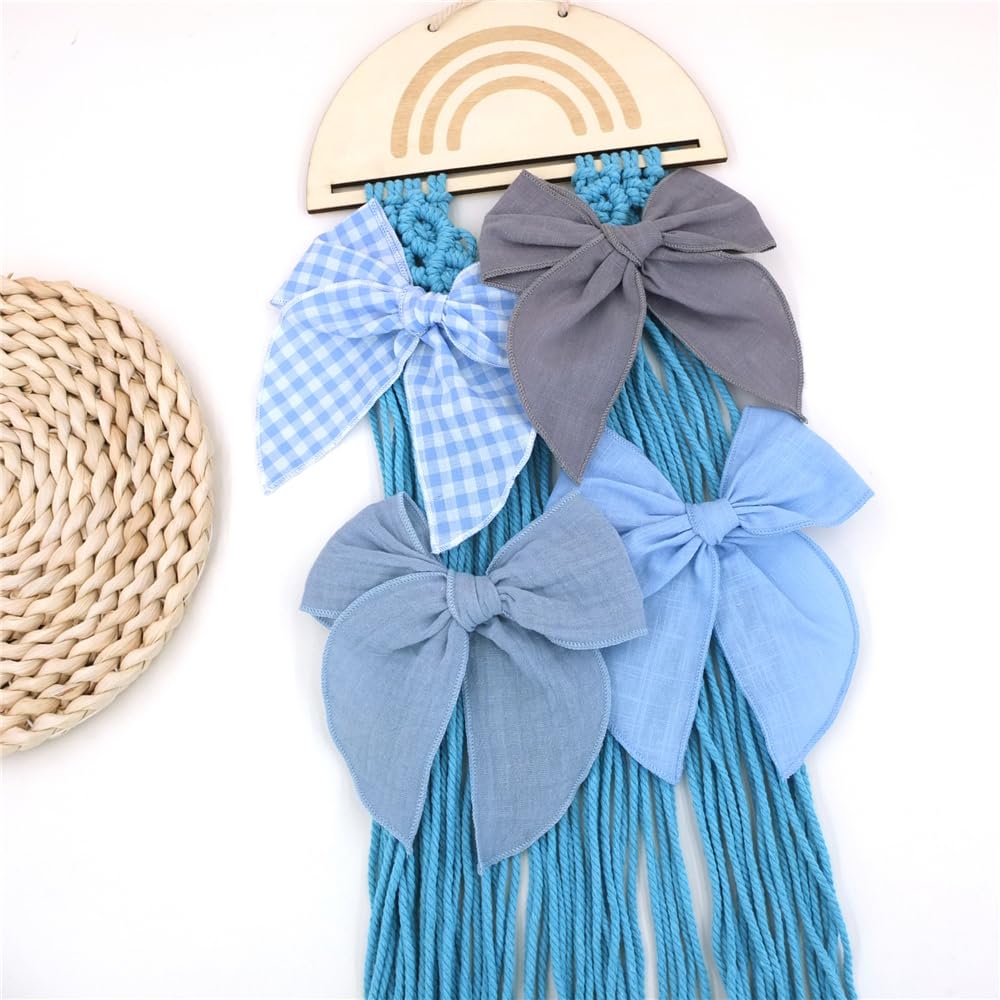 Sugarmelon pack-four fable bow hair clip blue sky, great for school or playtime styling.