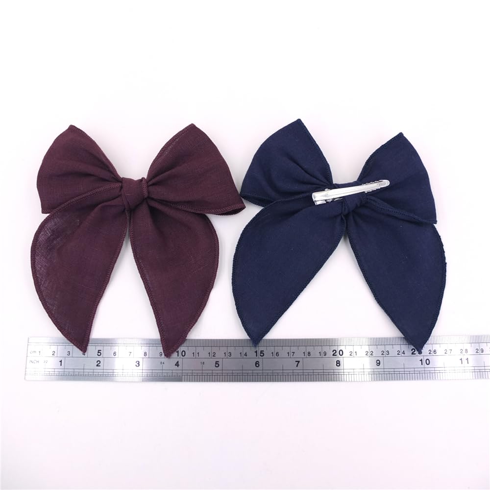 Sugarmelon soft and durable linen-cotton-velvet bow clips