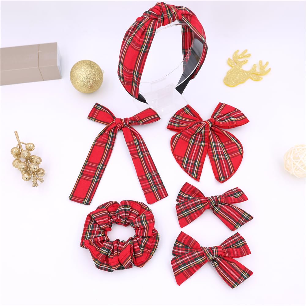Sugarmelon red tartan set display showing coordinated accessories.