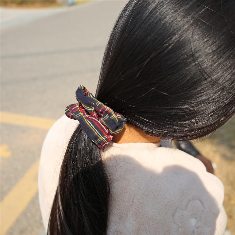 Sugarmelon tartan scrunchie provides secure, comfy fit for active days.