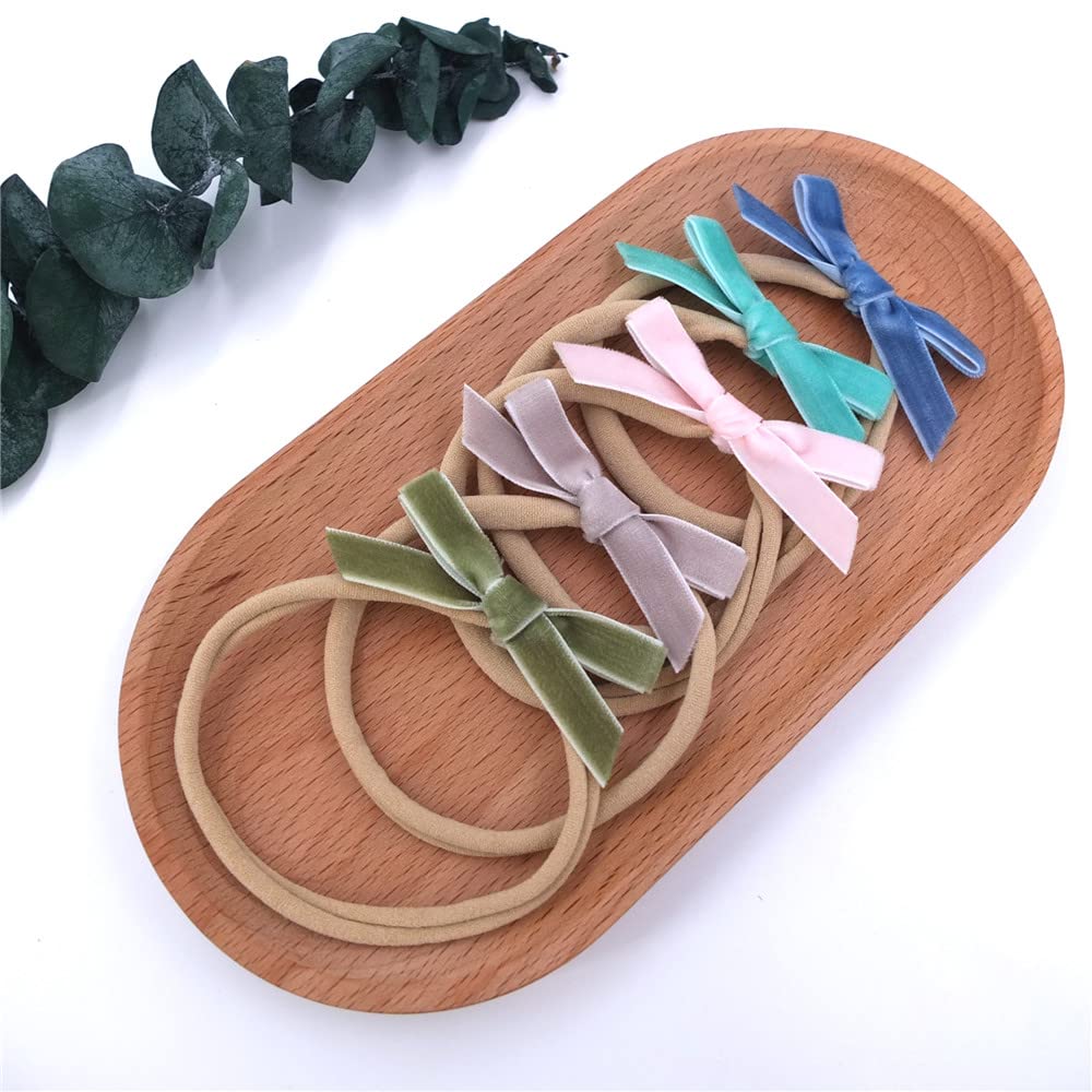 Sugarmelon velvet bow headband with assorted colors pairs easily with outfits for photos.