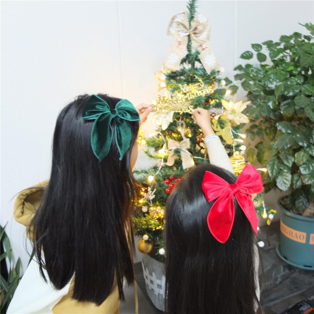 Sugarmelon velvet plaid bow in white complements holiday looks.
