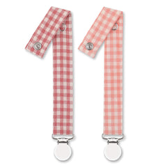 Sugee pacifier clip plaid-button 2-pack keeps pacifiers within reach and clean.