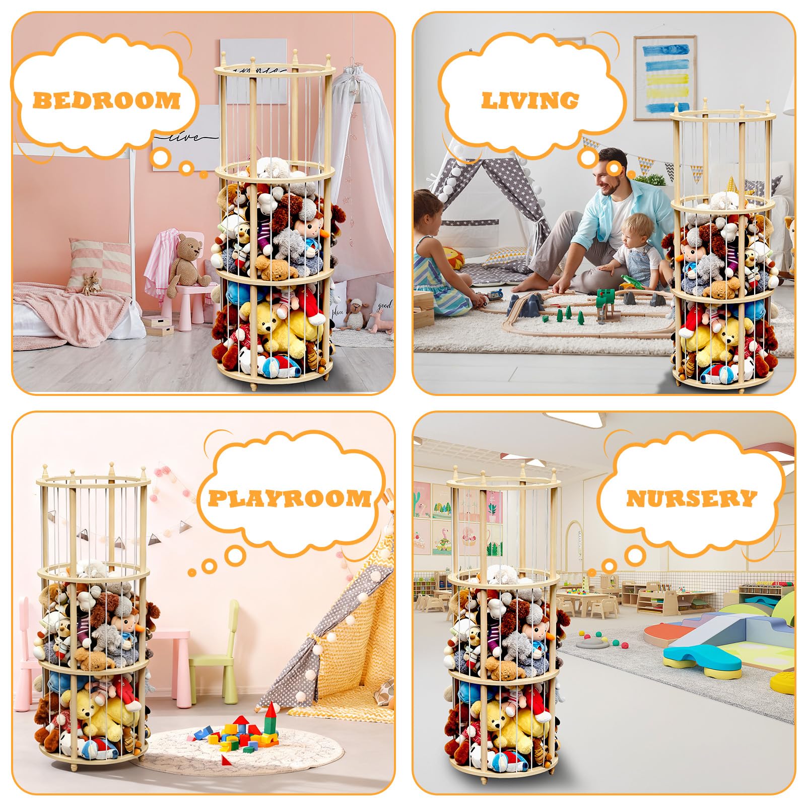 Sugitek large capacity storage for plush toys and sports gear