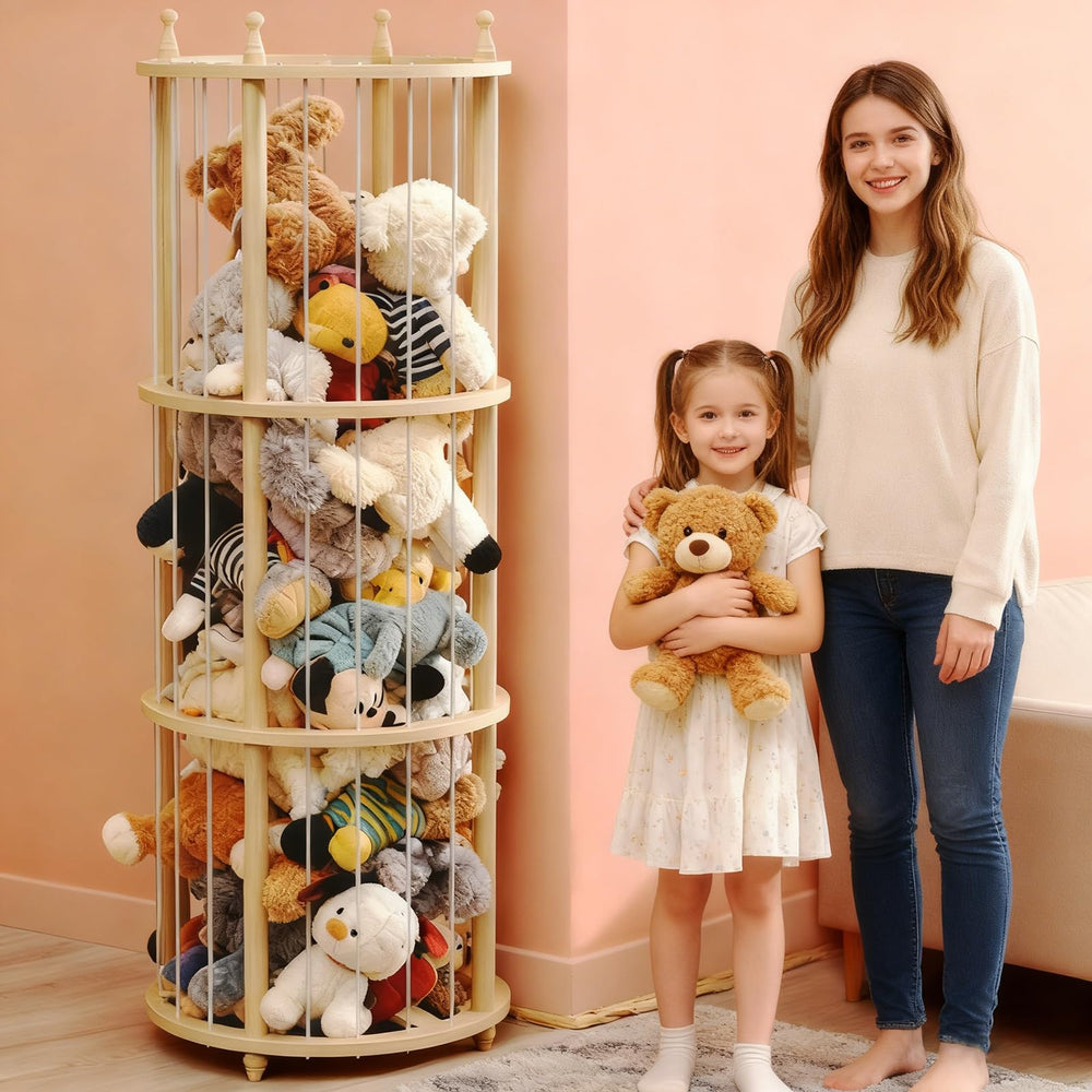 Sugitek wooden toy storage organizer with three tiers