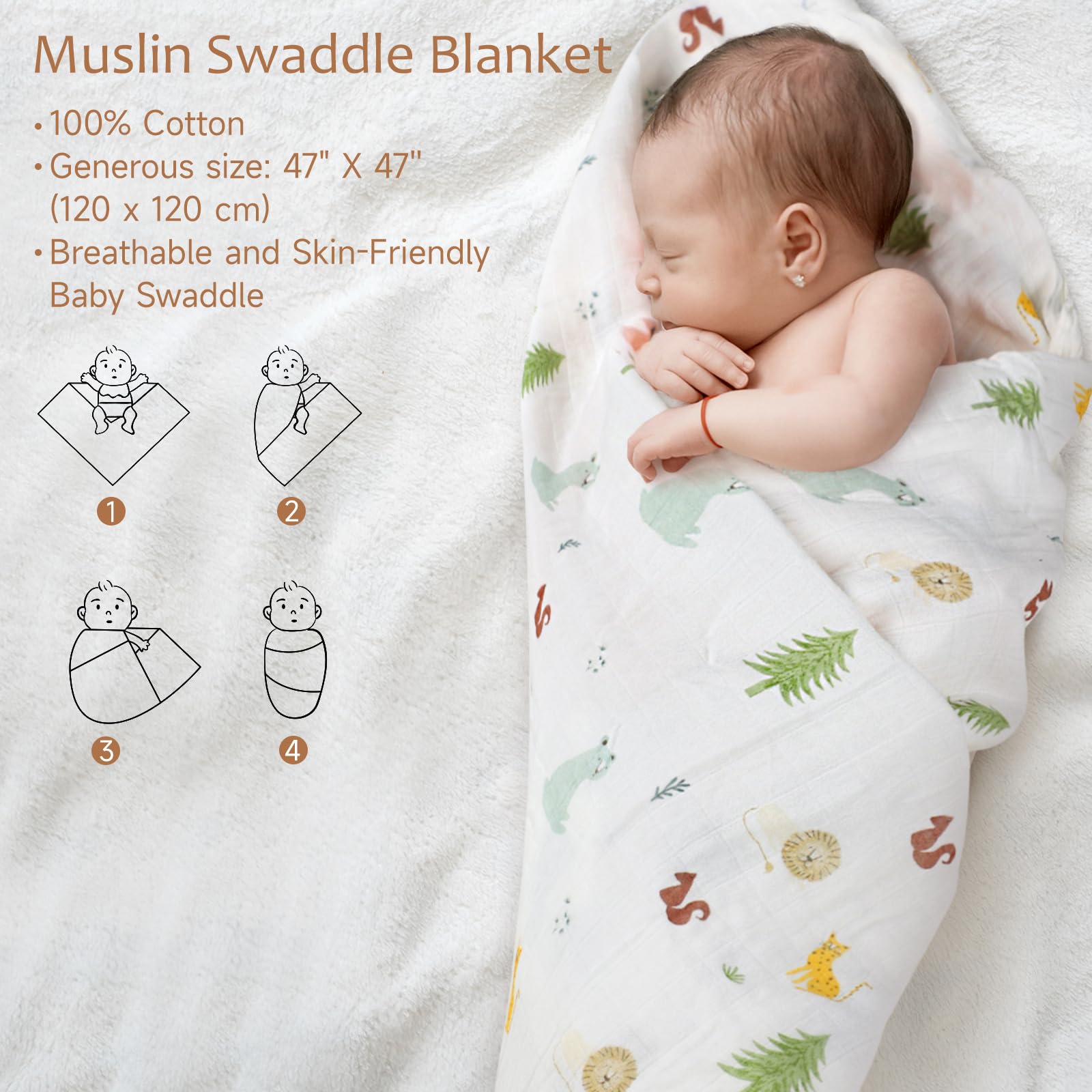 Suhctuptx baby swaddle blanket 47x47 offers cozy breathable wrap