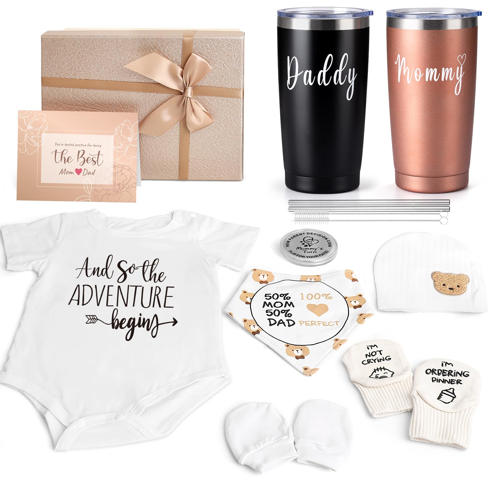 Suhctuptx bear theme gift basket with a baby onesie for a memorable pregnancy announcement