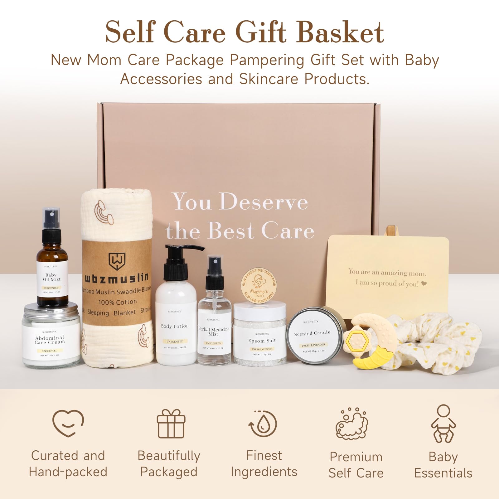 Suhctuptx moisturizer application demonstration for gentle skin pampering after baby's arrival.