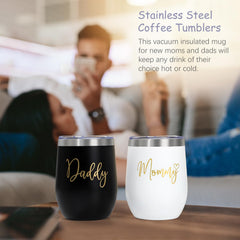 Suhctuptx new mom gifts grey tumbler set for gender reveal celebrations.