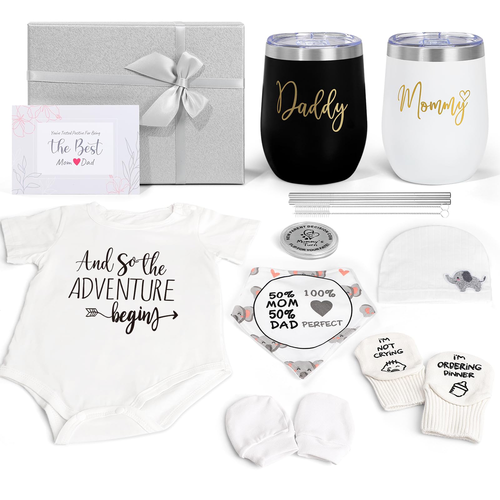 Suhctuptx new mom gifts grey tumbler set for easy hydration on-the-go.