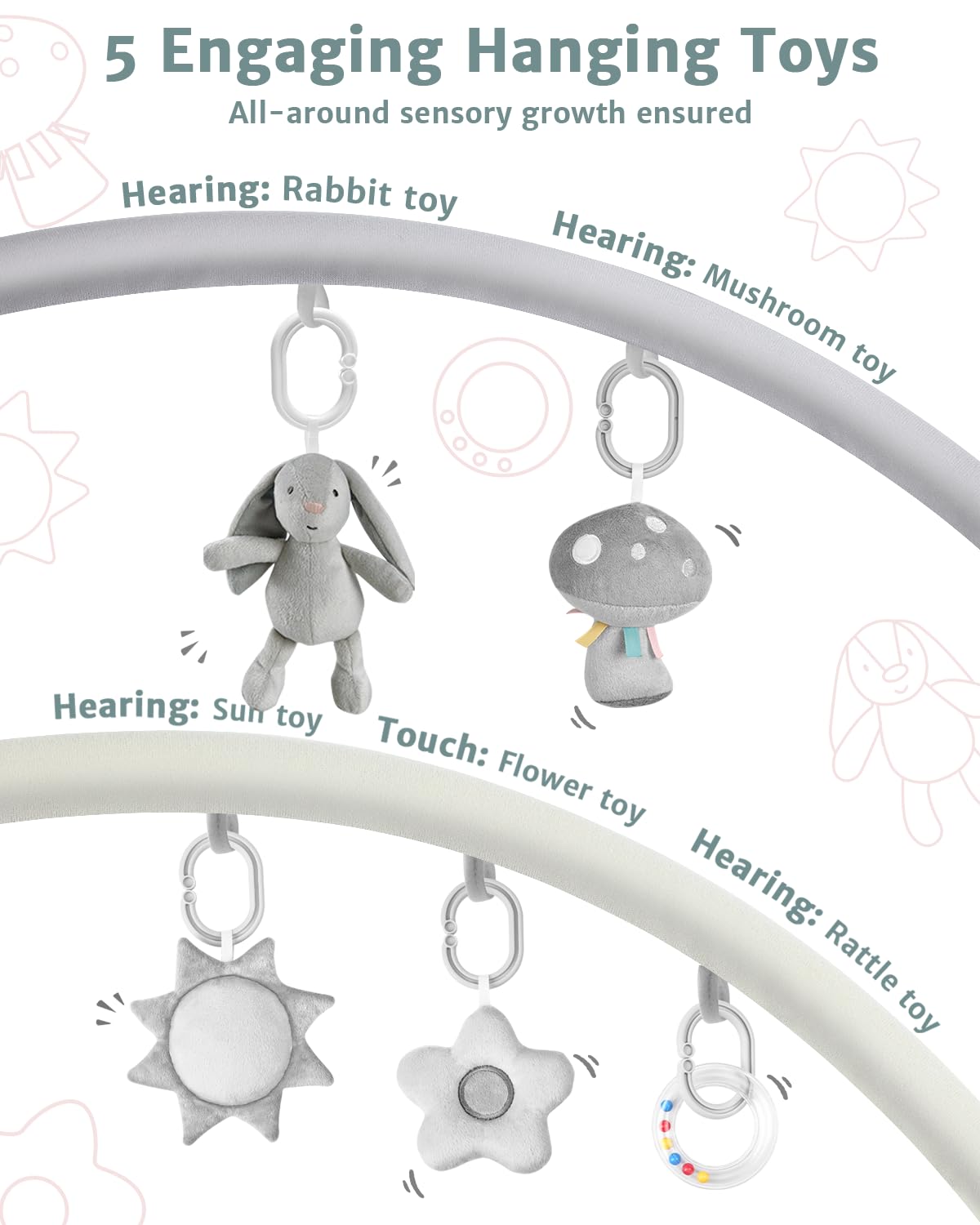 suihuooo 3in1 play mat detachable toys encourage grasping and tactile exploration