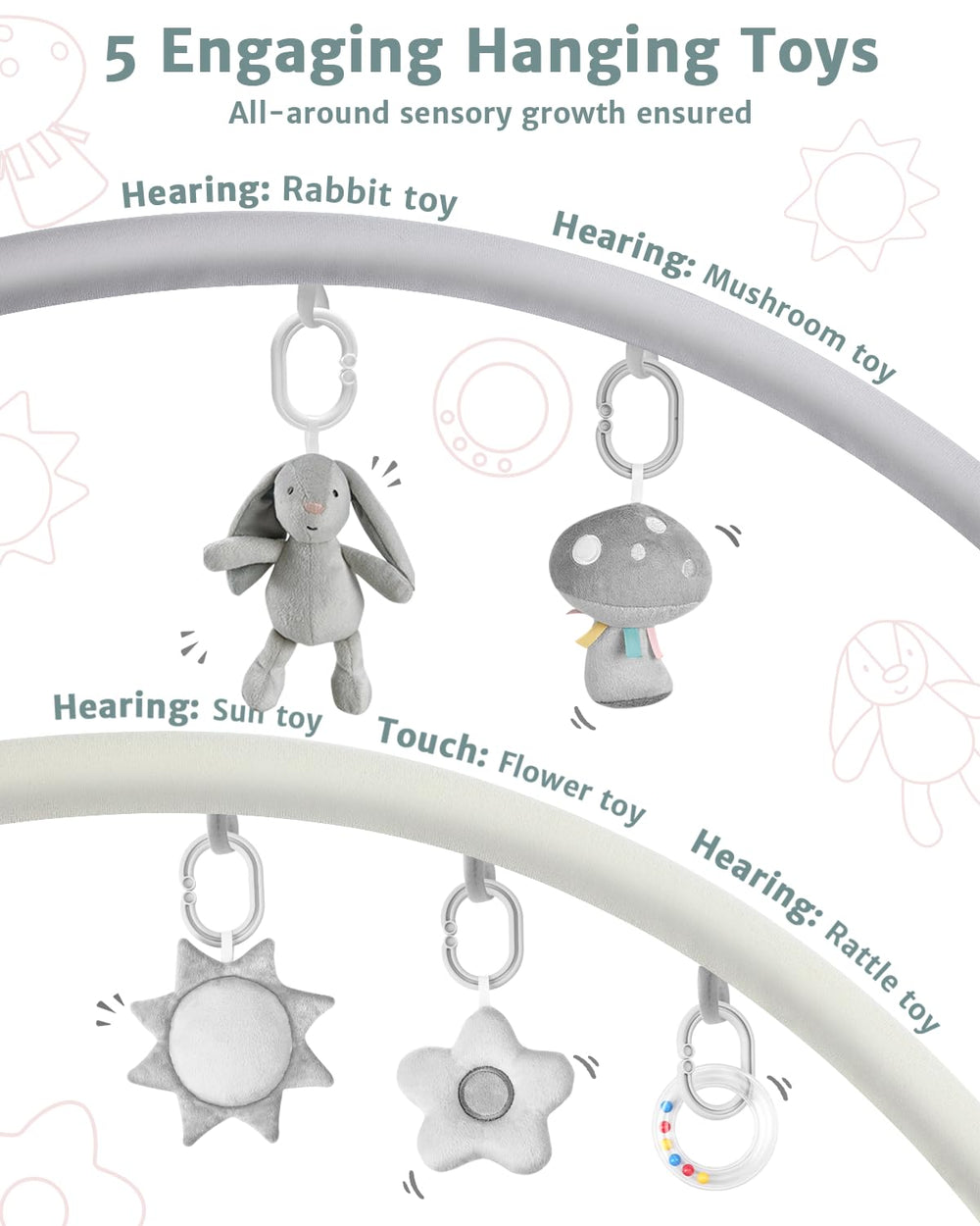 suihuooo 3in1 play mat detachable toys encourage grasping and tactile exploration