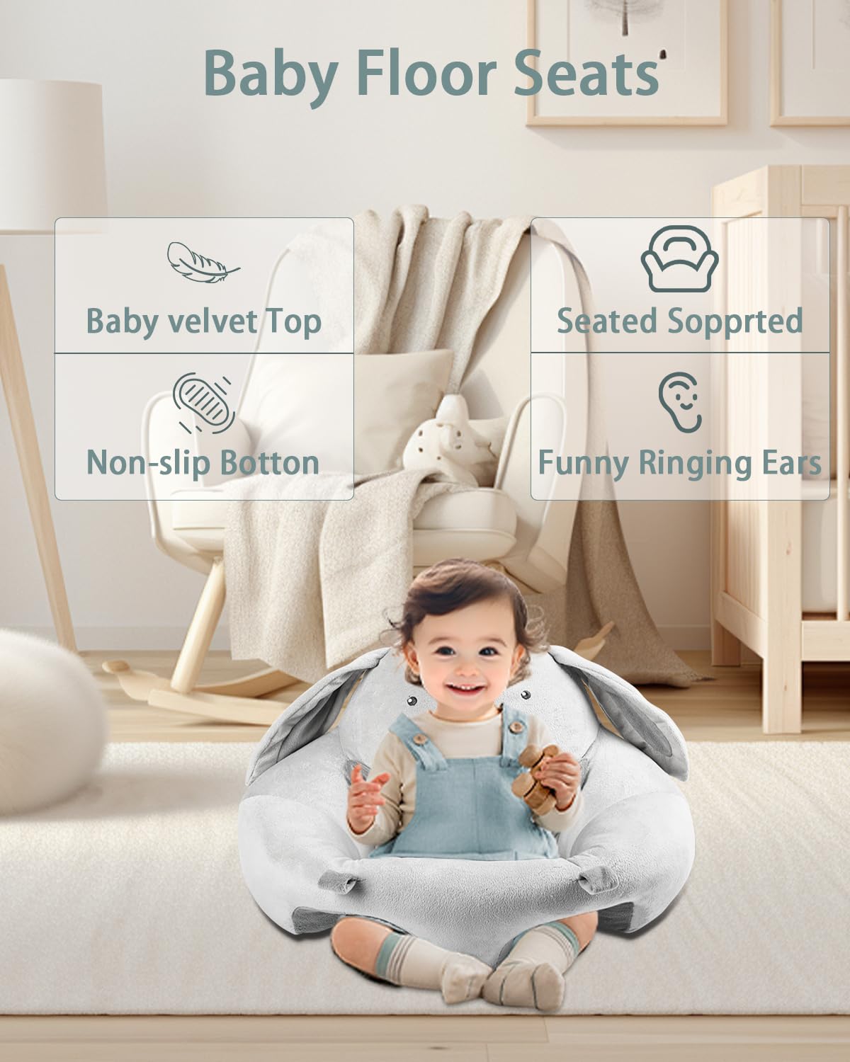 suihuooo 3in1 baby play mat rabbit seat provides cozy seating for infants