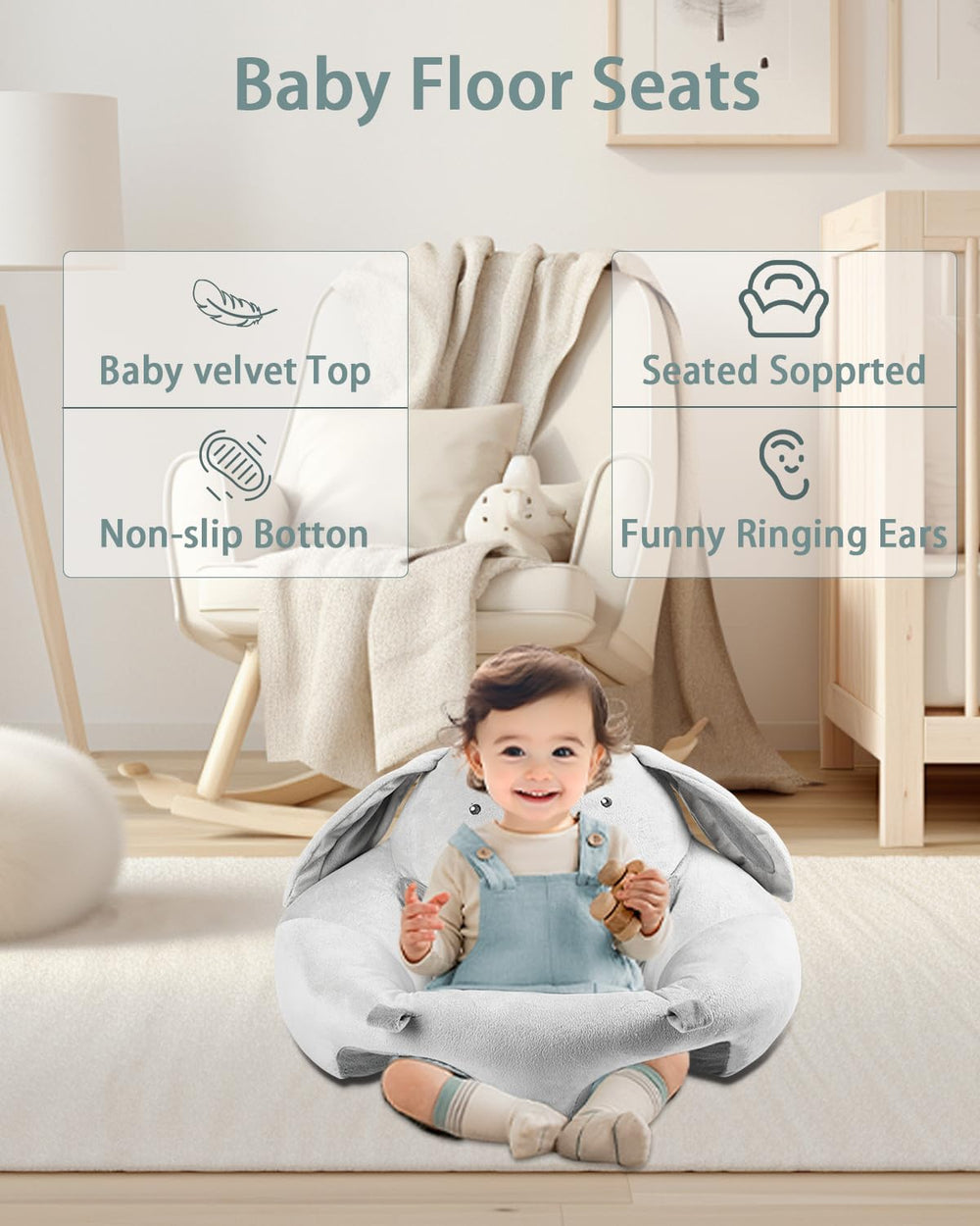 suihuooo 3in1 baby play mat rabbit seat provides cozy seating for infants