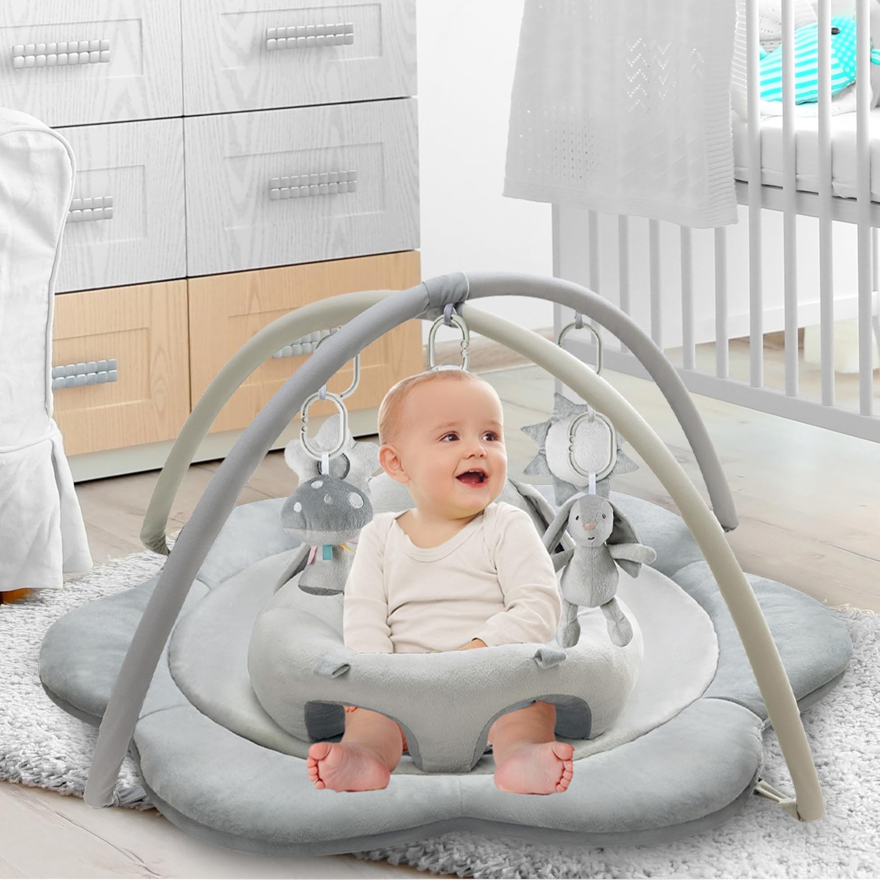 suihuooo 3in1 play mat tummy time feature strengthens neck and upper body