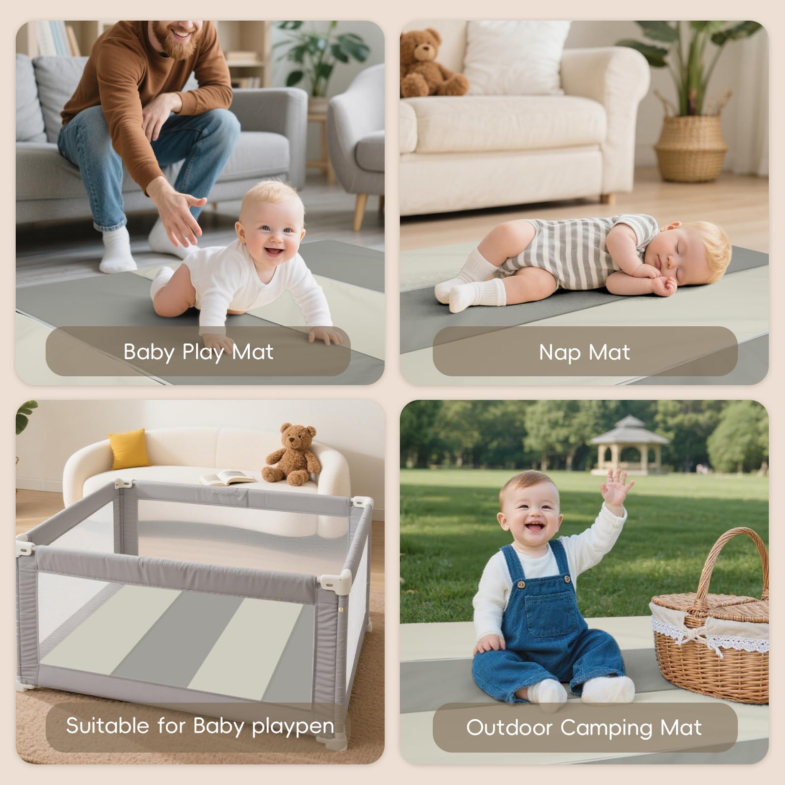 suihuooo 47x47 play area offering ample space for babies and toys