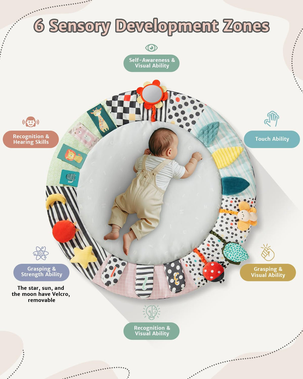 Suihuooo activity gym with detachable toys boosting sensory play and motor feel