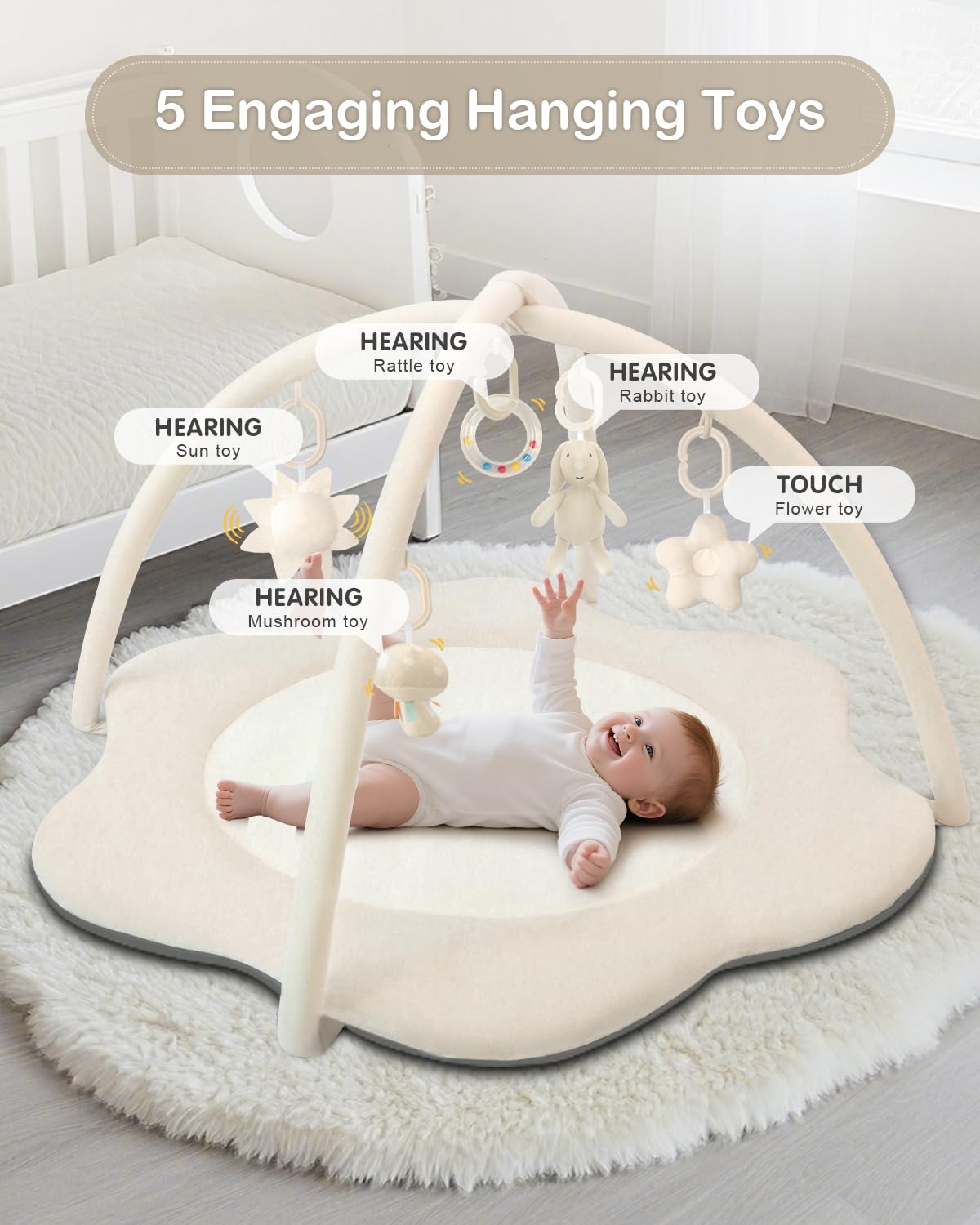 suihuooo baby gym adapts from lay-and-play to tummy time for growth.