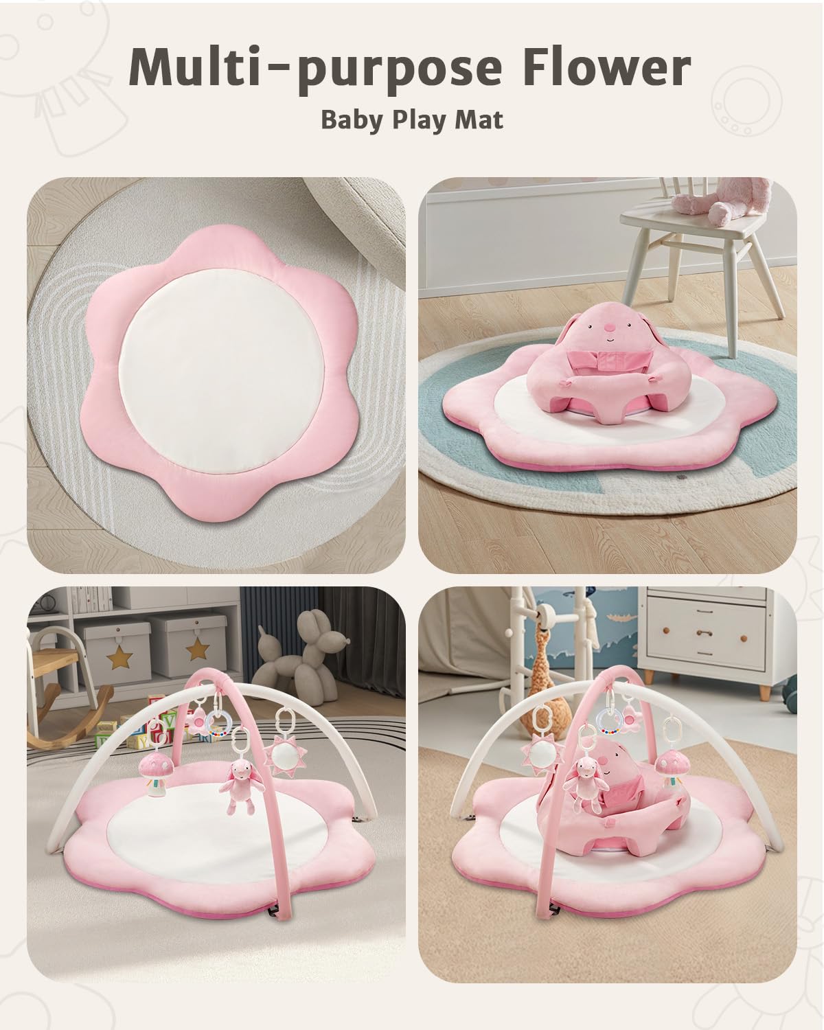 suihuooo baby gym all-in-one growth supports tummy time and sitting as baby grows