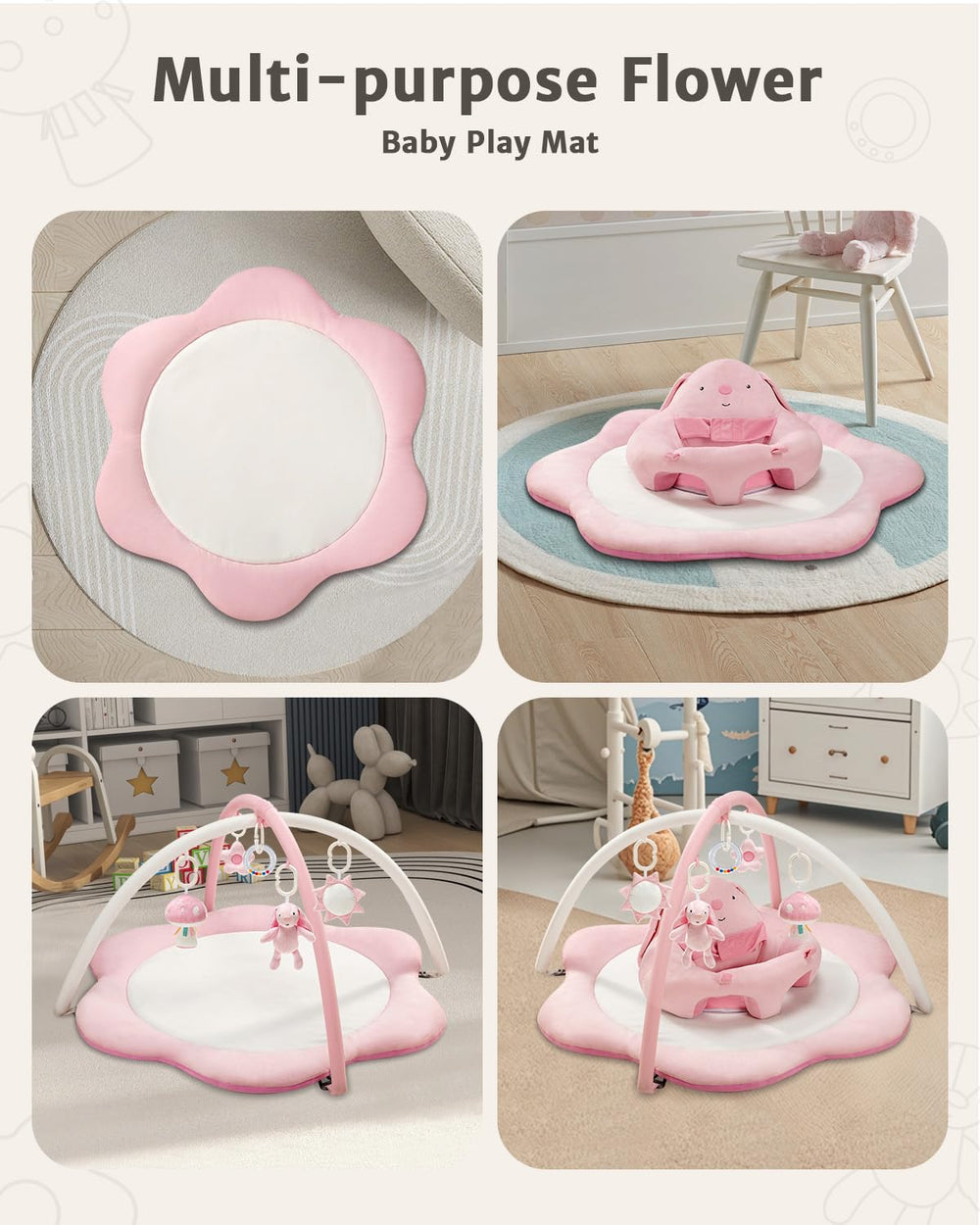 suihuooo baby gym all-in-one growth supports tummy time and sitting as baby grows