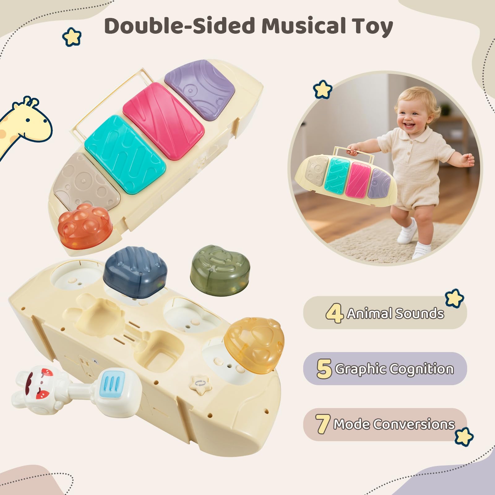 Suihuooo Baby Play Gym building-blocks teaching-words supports fine motor and early vocabulary.
