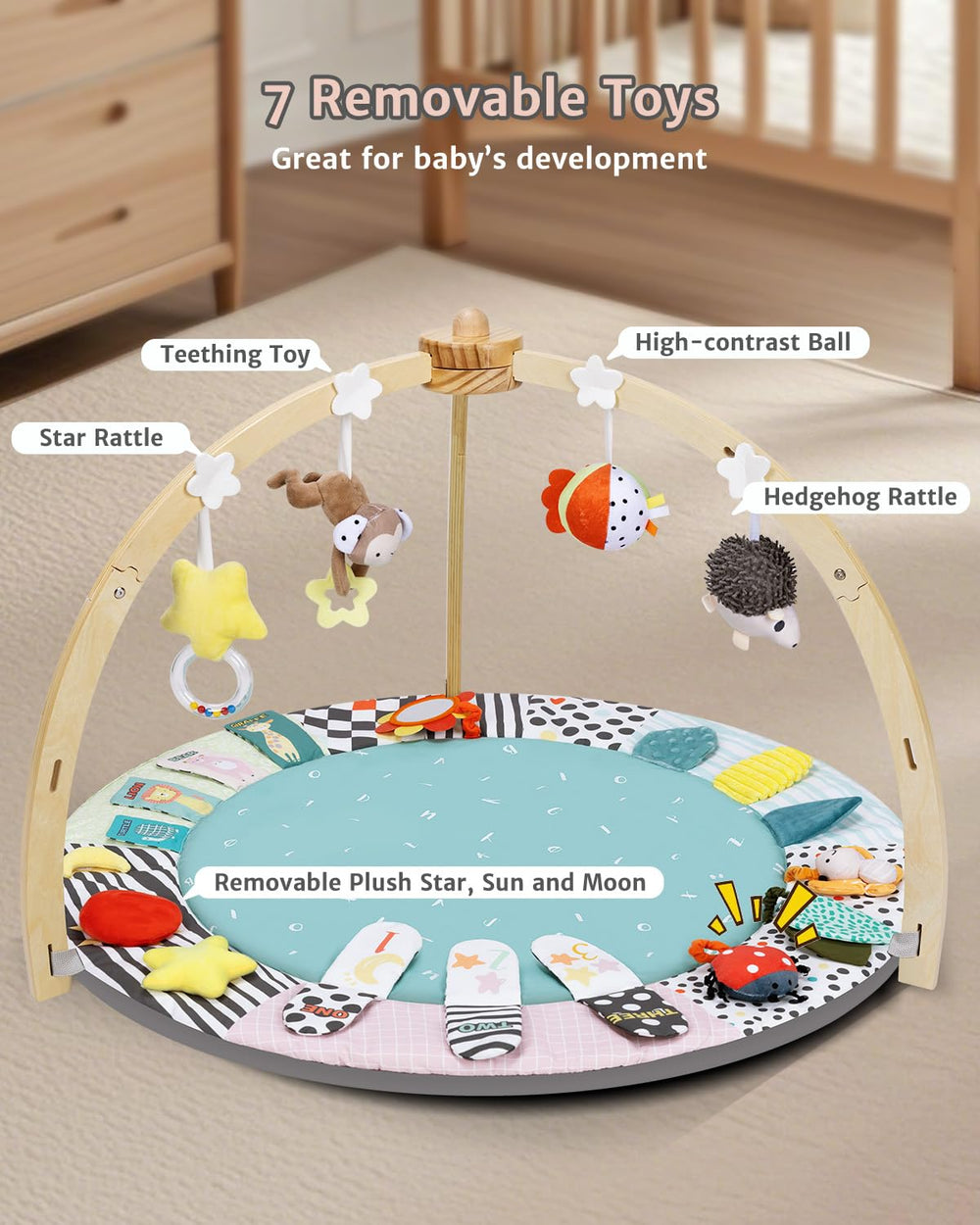 Suihuooo Baby Play Gym detachable toys encourage sensory exploration and early hand-eye coordination