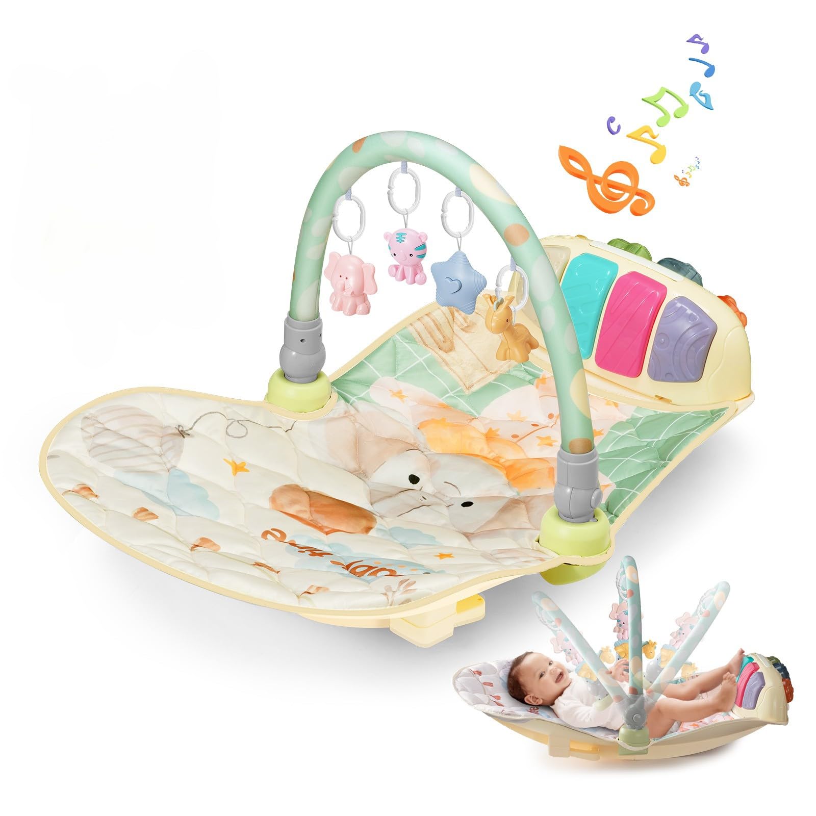 Suihuooo Baby Play Gym eggshell support surface offers ergonomic back-friendly support for newborns.