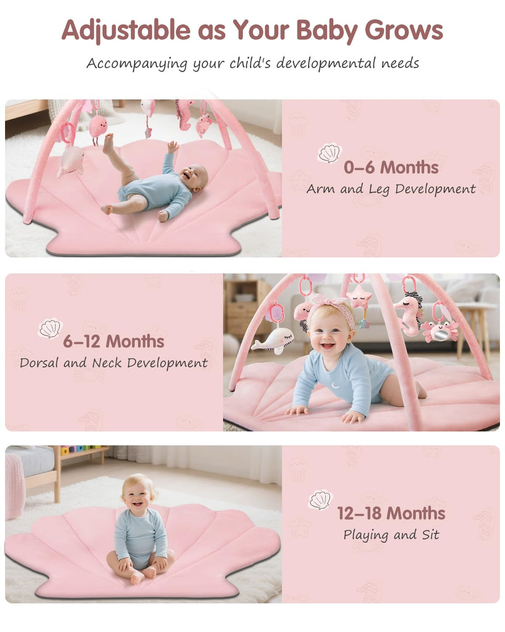 suihuooo Baby Play Gym Mat easy-clean fabric for quick cleanup