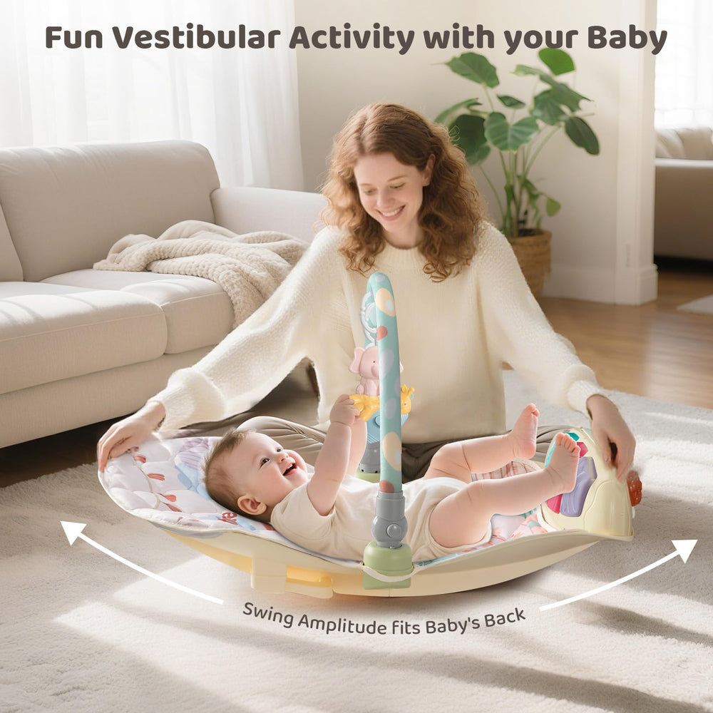 Suihuooo Baby Play Gym piano panel keys encourage tactile exploration and pattern recognition.