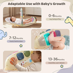 Suihuooo Baby Play Gym shape-block panel fosters hands-on learning and shape recognition.